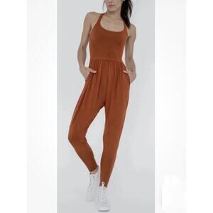 Imbodhi Jumpsuit Athleisure Clay Loungewear Sz XS Comfort Cross Back Stretchy